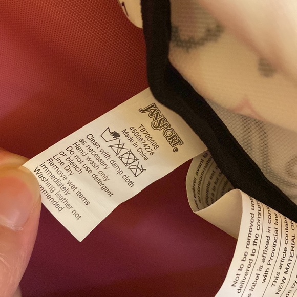 Jansport Black Pink Hearts Pattern on White Backpack with Adjustable Straps - Picture 5 of 8